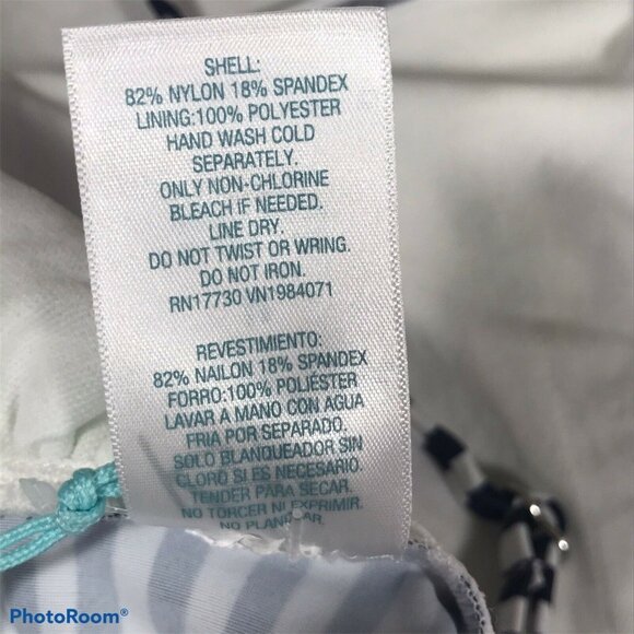 Kona Sol Womens Sz Medium 8-10 Tankini Swim Top Striped Navy White New With Tags - Picture 6 of 12